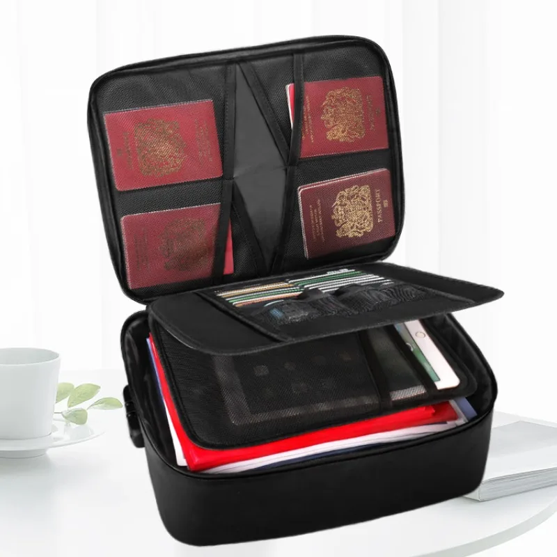 Multi-functional safety protection with lock, fire retardant certificate storage, sorting out documents, test paper storage bag