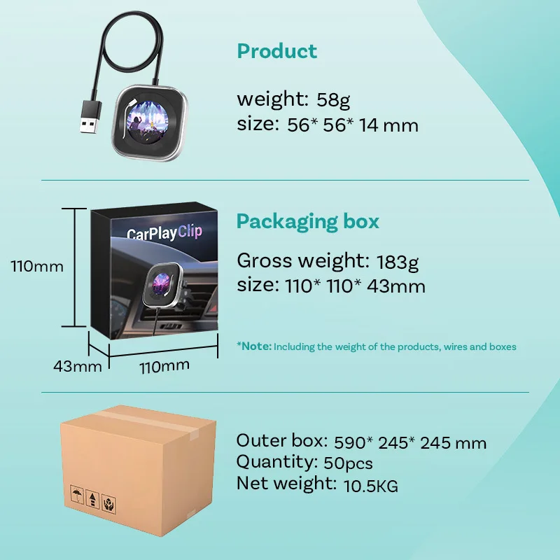 B37B-2 Kabelloser CarPlay-Android-Auto-Adapter mit DIY-Display und Aroma-Entlüftungsclip – multifunktionale Smart-Box für 99 % Autos, Fotorahmen