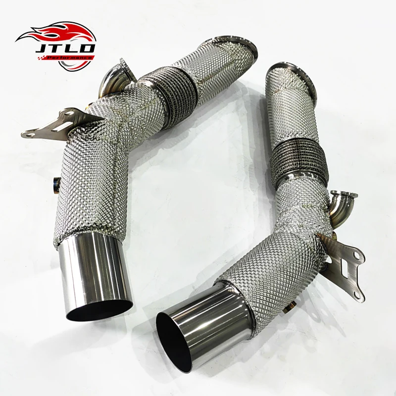 JTLD Stainless Steel Exhaust Downpipe For Ferrari SF90 Straight Pipe With Heat Shield 6