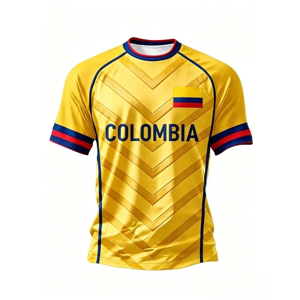 2026 Jersey Yellow Chevron Letter Print Red Blue Crew Neck Quick Dry Sports Fan Unisex Short Sleeve Tops