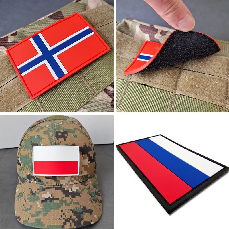 3D PVC Flag rubber Badge Hook Army Military Tactical Hook Patches Netherlands Estonia Poland Stickers Shoulder Emblem Applique