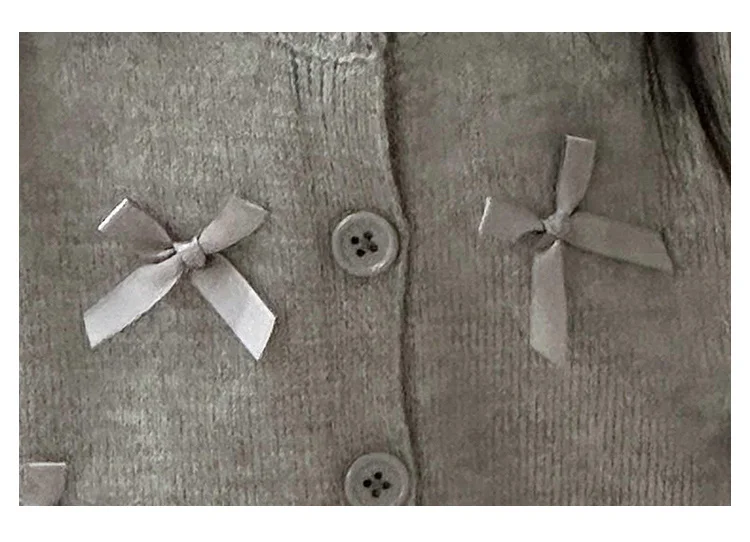 Elegante Schulmädchen-Baumwollpullover in Grau mit Schleifen für Mädchen, Kinder-Strickwaren, Mode für den Herbst, Teenager-Baby-Strickkleidung – Detail 12