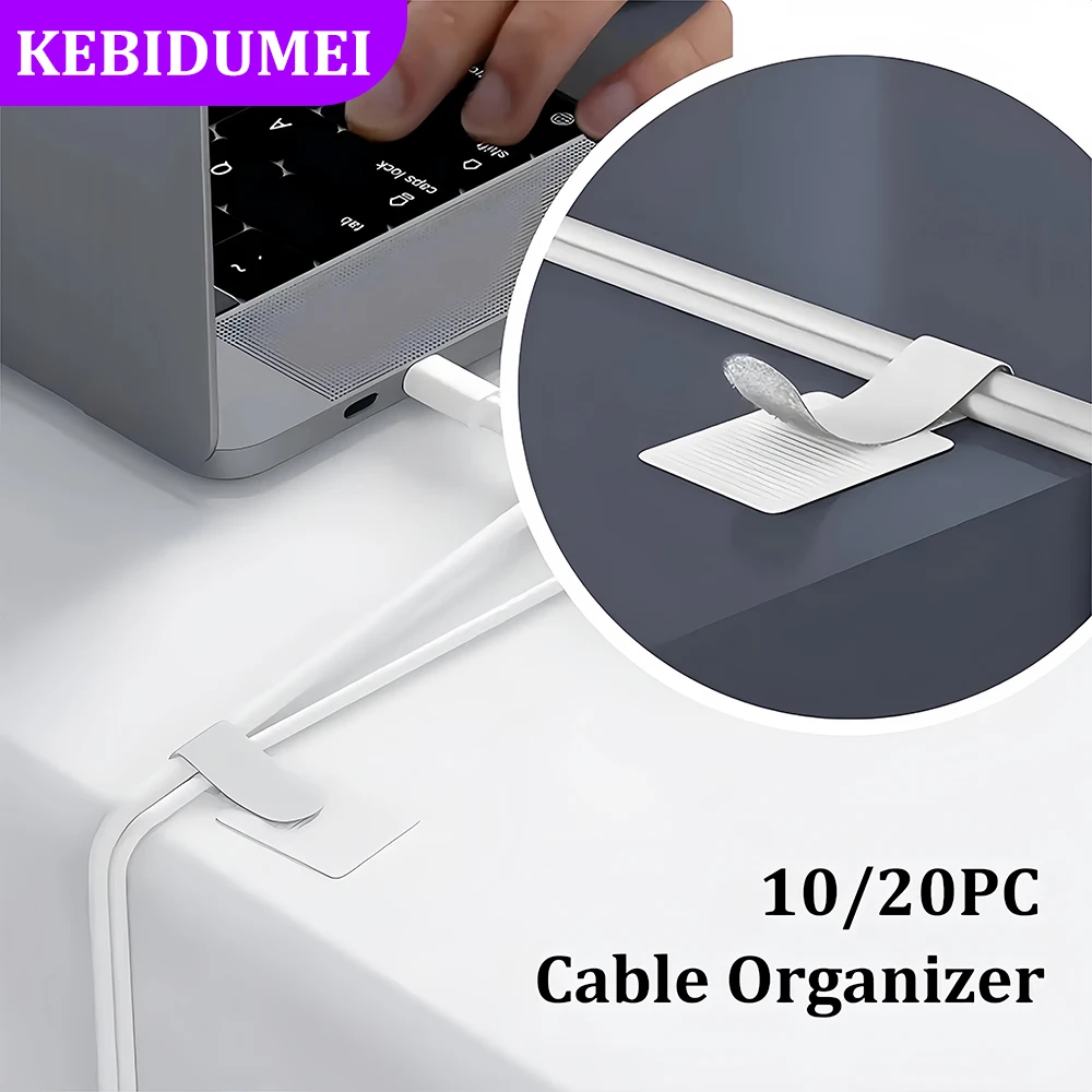 10/20PCS Reusable Cable Organizer Cable Ties Fastening Wire Winder Cord Rope Holder Self Adhesive Adjustable Cord Organizer