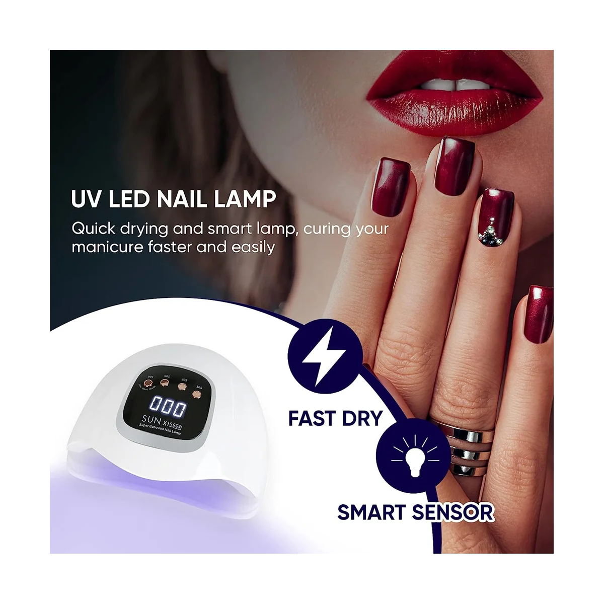 66LED โคมไฟเล็บ UV LED เครื่องเป่าเล็บเครื่องแต่งเล็บสําหรับ Curing GEL เล็บโคมไฟเซนเซอร์,EU Plug