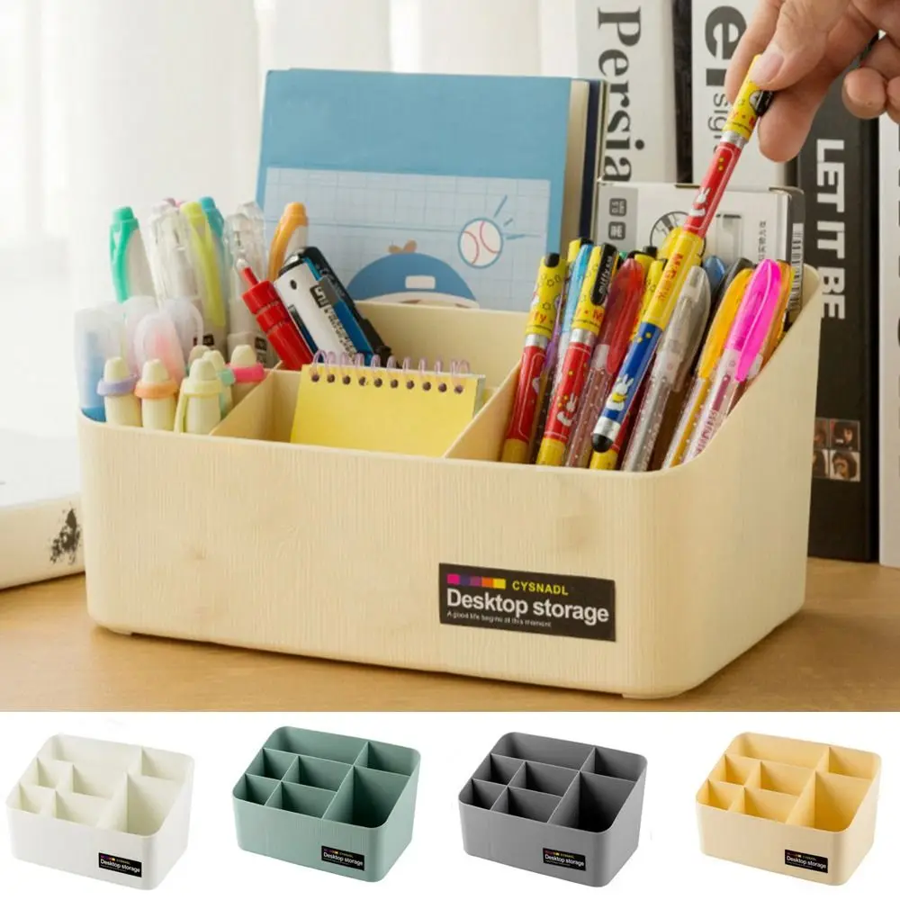 

Многофункциональный пластиковый настольный ящик для хранения, 3/7 сеток, компактный держатель для ручек, большая вместительная корзина для хранения различных вещей, студенческая