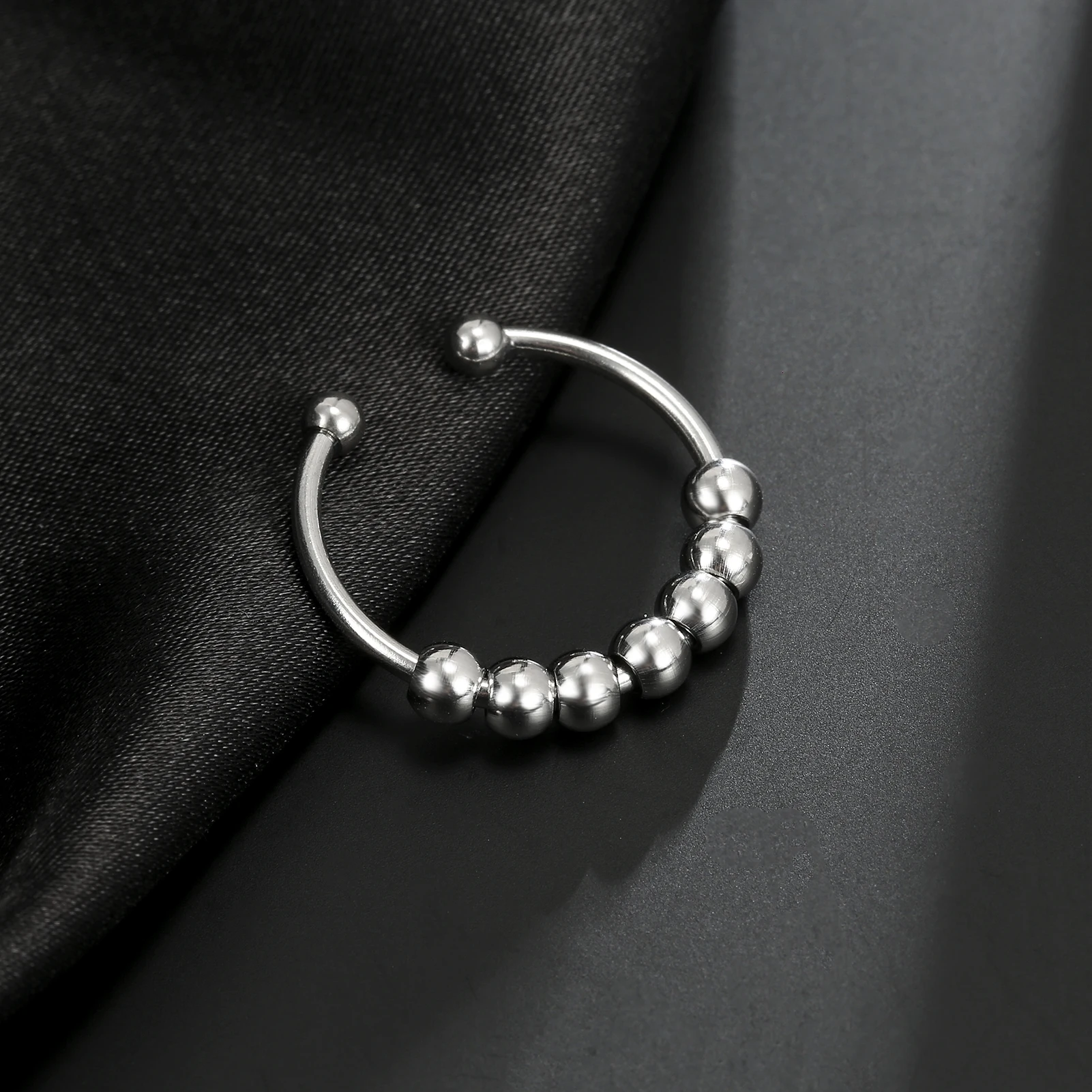 Edelstahl-Drehperlen-Angstlöseringe Offene Stressabbau-Fidget-Ringe für Frauen und Männer 2026 Modeschmuck Geburtstagsgeschenk – Detail 8
