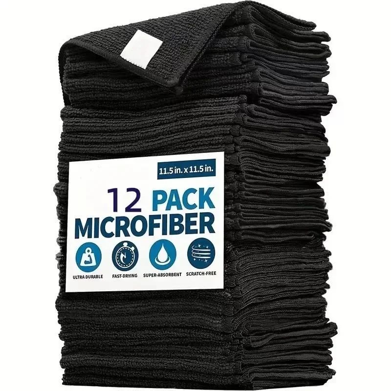 Black Ultra-fine Fiber Dishwashing Cloth, Multifunctional Car Cleaning Cloth,Kichen Accessories  Kitchen Towels