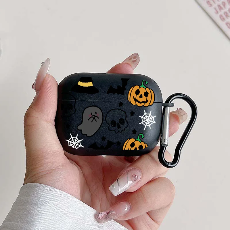 Funda protectora para auriculares inalámbricos con diseño de calabaza de Halloween para Airpods 4, 3, 1/2 Pro, 2 y Pro, funda suave para auriculares de dibujos animados de TPU