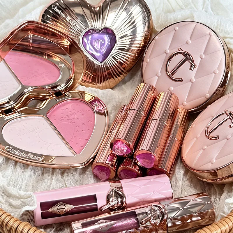Hot CT Pink Two-tone Blush Lasting Beauty Makeup Diamond Gold Tube Lipstick Air Cushion Lightweight Lasting Moisture Cosmetics
