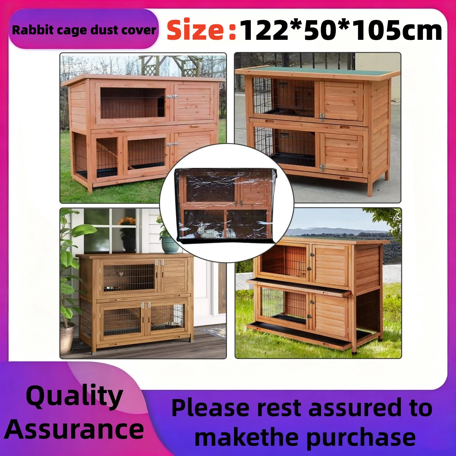 二階建てウサギ小屋カバー-屋外用ウサギ小屋カバー-頑丈-防水-防塵-バニーケージカバー-48インチ-長さ-x-20インチ-幅-x-41インチ-高さ