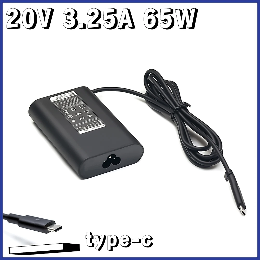 

65W 20V 3.25A USB Type C Laptop Adapter for Dell Latitude 7420 7370 7275 5285 5420 7320 7410 5179 7390 5320 Power Supply Charger