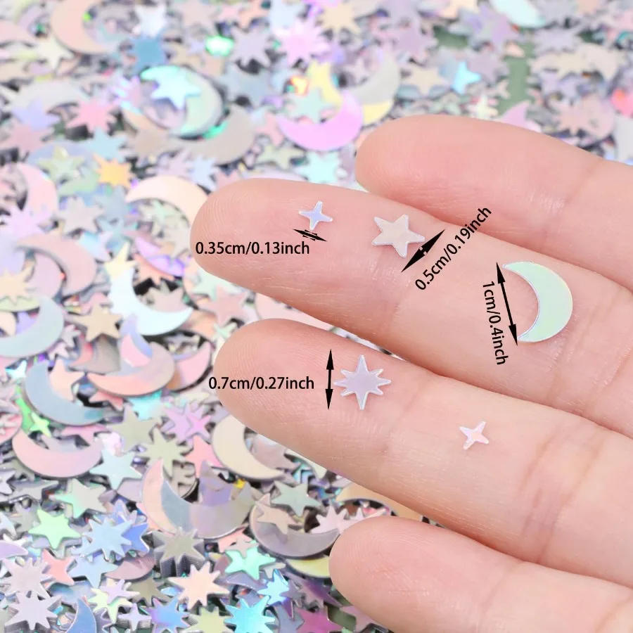 Confeti de mesa con forma de estrella y Luna, confeti con purpurina para cumpleaños, boda, tema de papel de aluminio, fiesta de agradecimiento, San Valentín, dispersión Bl