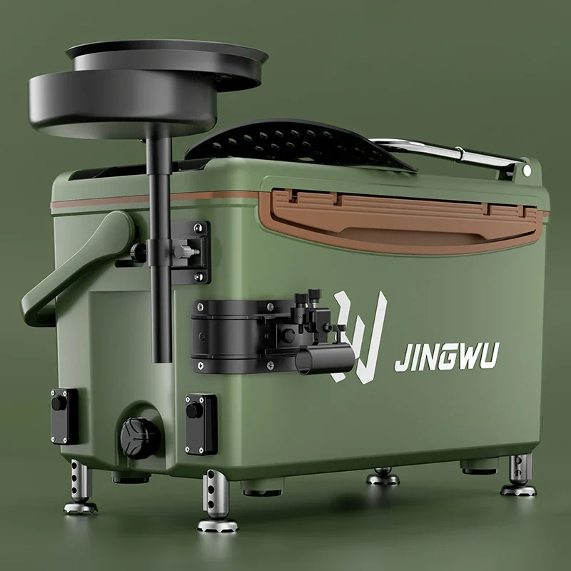 Light Fishing Box with Aluminum Accessories, Multi-Function Angling Gear Case, Adjustable Swivel Seat, High-Density Insulation