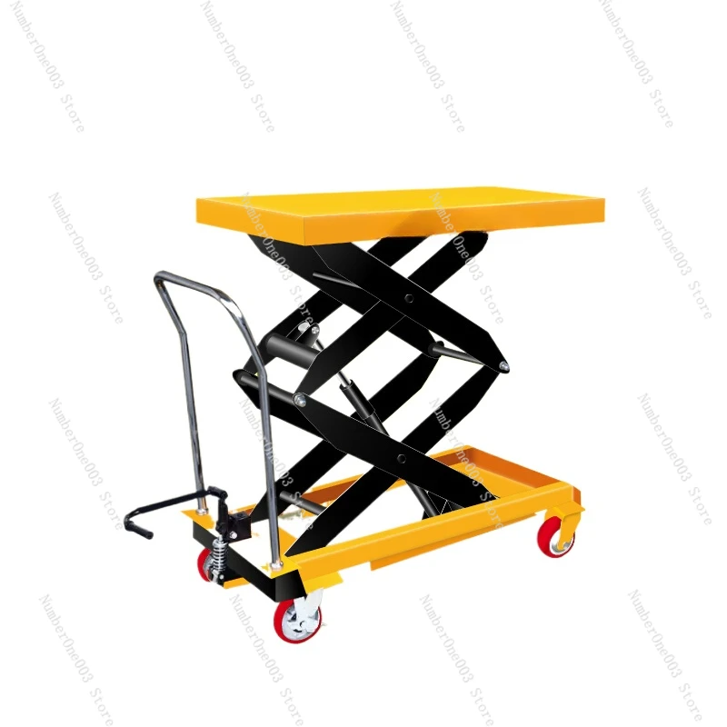 Manual hydraulic lift platform car Mobile electric lift Small lift Simple trolley