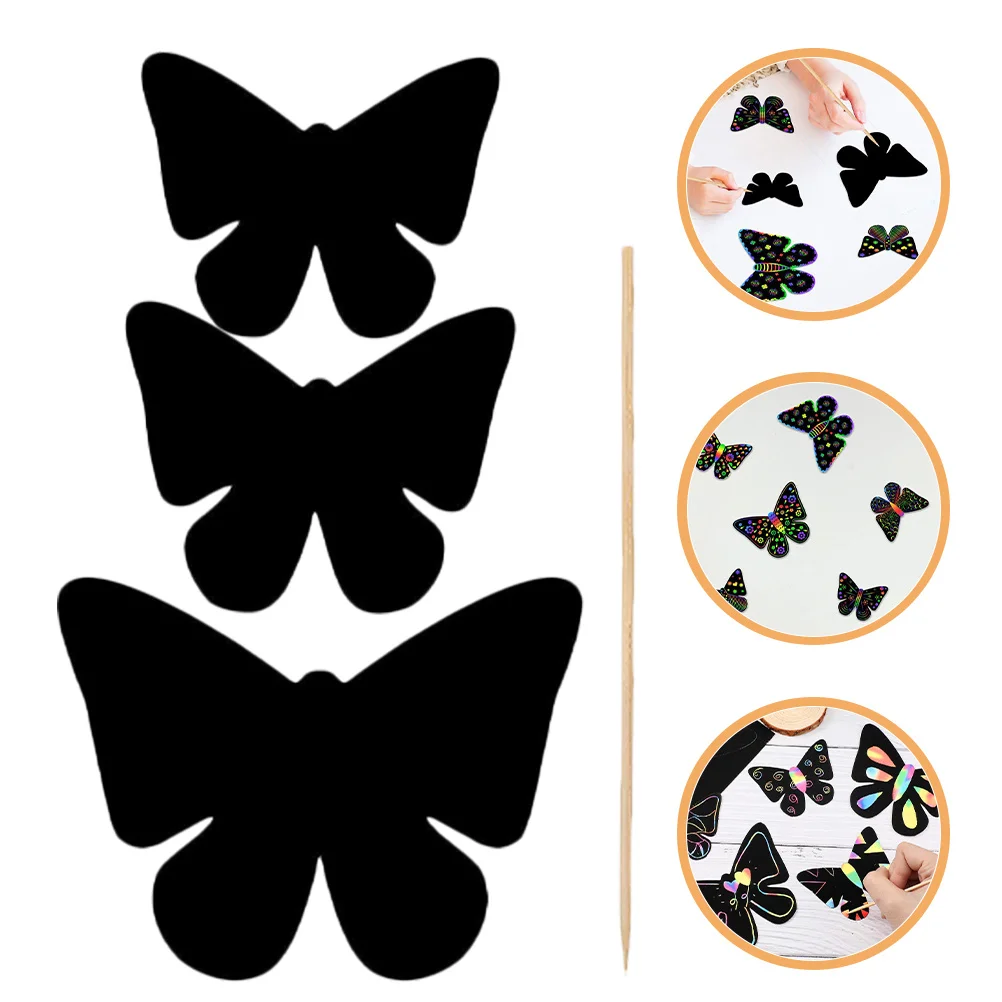 1 مجموعة فراشة على شكل خدش اللوحة ورقة الإبداعية DIY الحرفية لتنسيق اليد والعين مهرجان اللعب الطرف