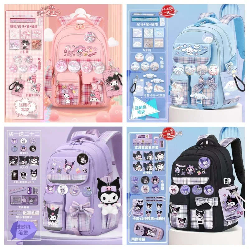 

New Kuromi Cinnamoroll Schoolbag Cartoon Bag Burden Reduction Lightweight High Capacity Child Backpack School Supplies Gifts