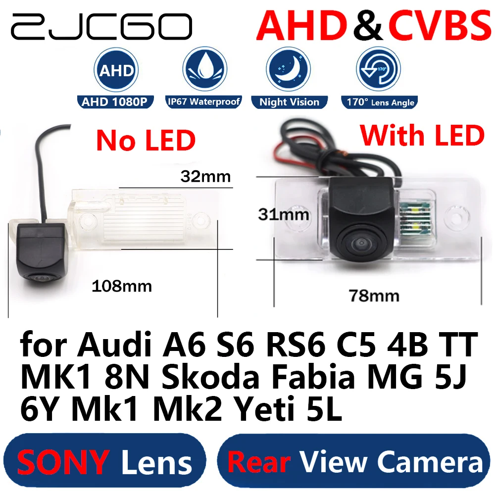 

ZJCGO AHD 1080P Parking Backup Reverse Rear view Camera for Audi A6 S6 RS6 C5 4B TT MK1 8N Skoda Fabia MG 5J 6Y Mk1 Mk2 Yeti 5L