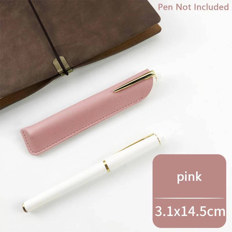 ที่ใส่ดินสอหนัง PU ที่เก็บปากกาในโรงเรียนกระเป๋าใส่ปากกาสีทึบกันสึกหรอปากกาเคสโทรศัพท์กันกระแทกปากกาปิดผมขาวป้ายขนาดเล็ก