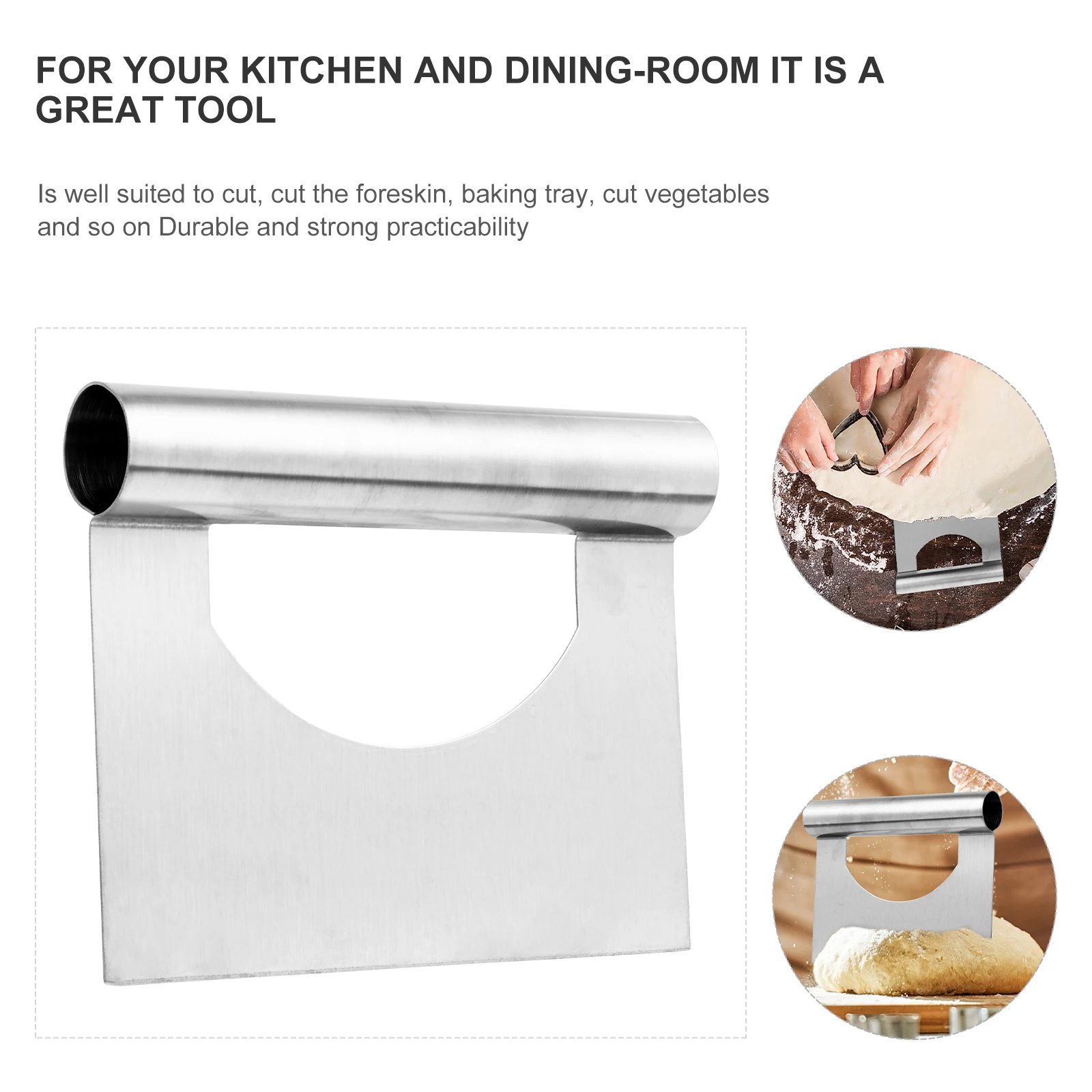 

1pc Stainless Steel Dough Scraper Slicer Chopper Baking Spatula Pastry Flour Tool Kitchen Gadgets For BBQ Grilling