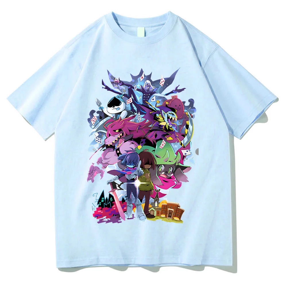 Deltarune Merch Charaktere Artwork T-Shirt Vollständiges Cast-Design Fan-Bekleidung Herren Deltarune Spiel Baumwoll-T-Shirt Lustiges Loses Unisex-Tee – Detail 10