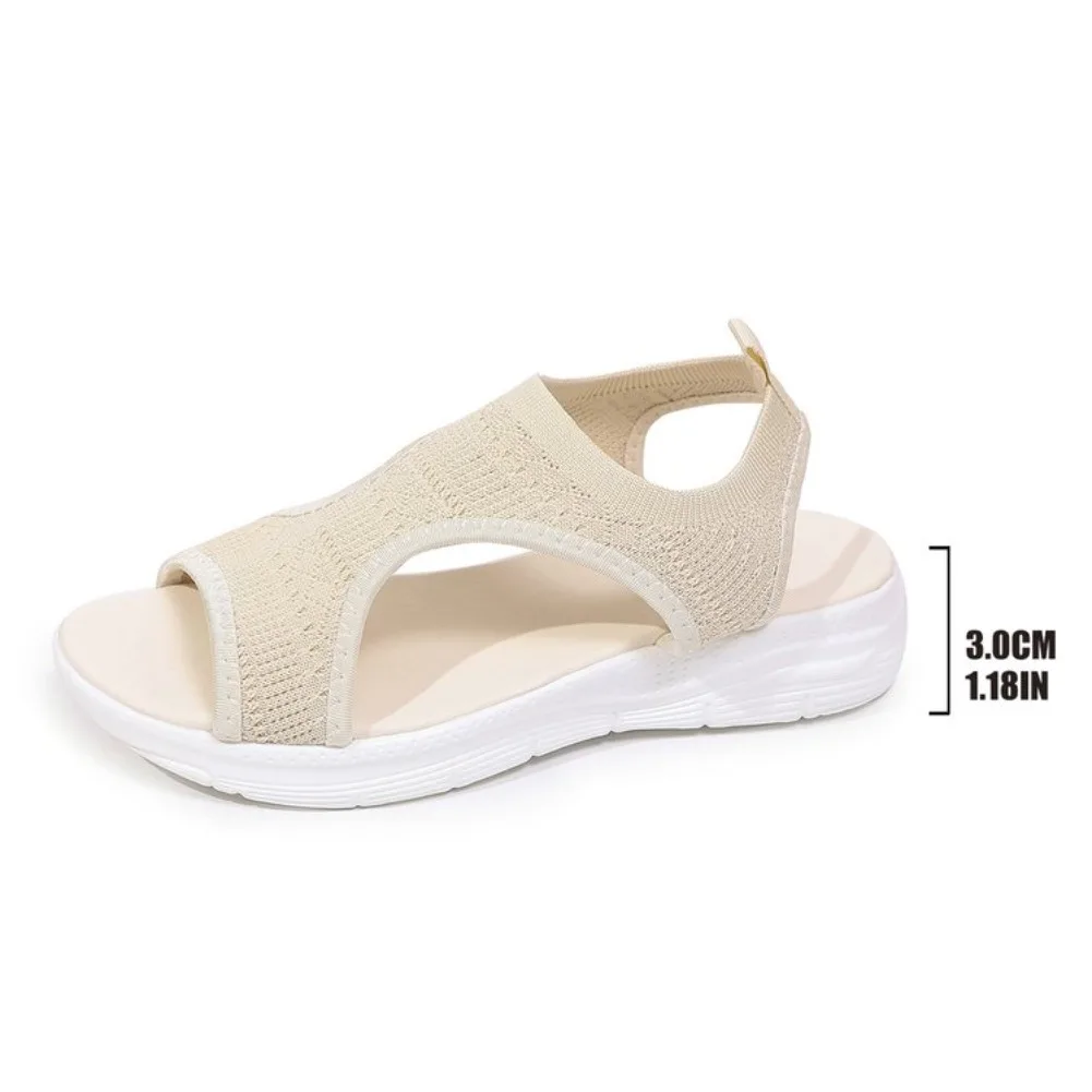 Women Summer Sandals Elastic Knitted Sports Platform Shoes Women Mesh Casual Beach Shoe Open Toe Big Size Wedge Sandals 2026 New - view 6