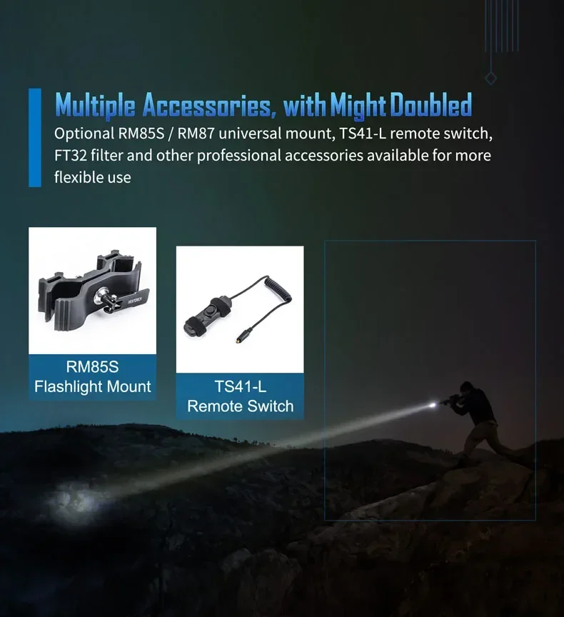 Tactical Flashlights 1100m  Long Range White  Torch NEXTORCH T7L 18650 Battery Rechargeable Waterproof for Tactical