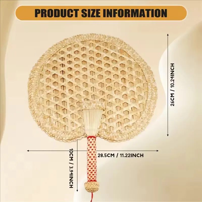 1PC 手作り織ファン夏小麦わらビッグ Pu ファン中国の伝統的なハンドシェイクファンシンプルでナチュラルなタッセル装飾