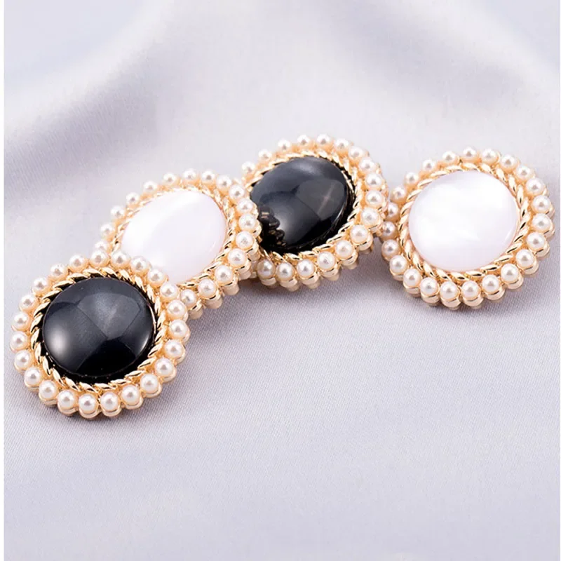 20Pcs Chic Metal Pearl Button Surround with Pearls Middle Pearl Button with Metal Base for Clothing Accents sewing accessories