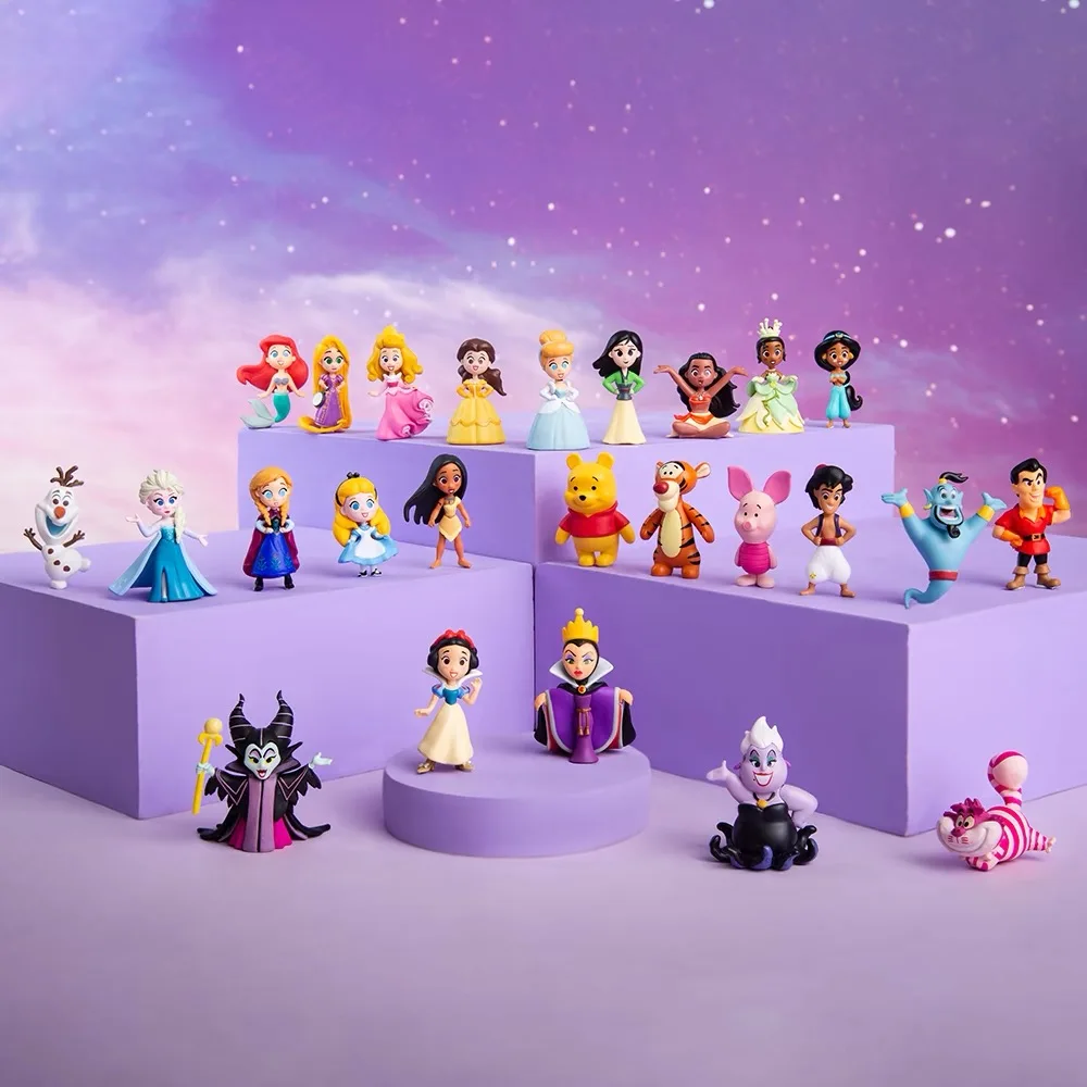 Disney 100th Mini Figureines Bottle Toy Model  Princess Series Villain Series Figurine Toy Model For Kids Gifts