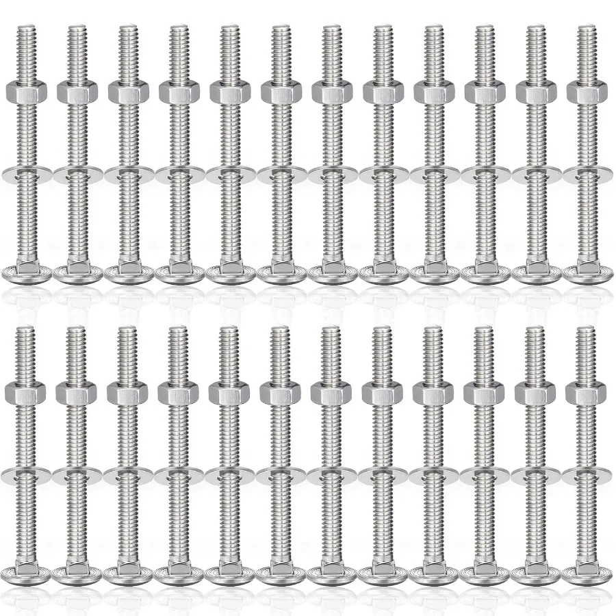 

25 Sets 1 420 x 3 Stainless Steel Carriage Bolts and Nuts Kit Round Square Neck Carriage Bolts Screws and Hex Nuts and Flat Wa