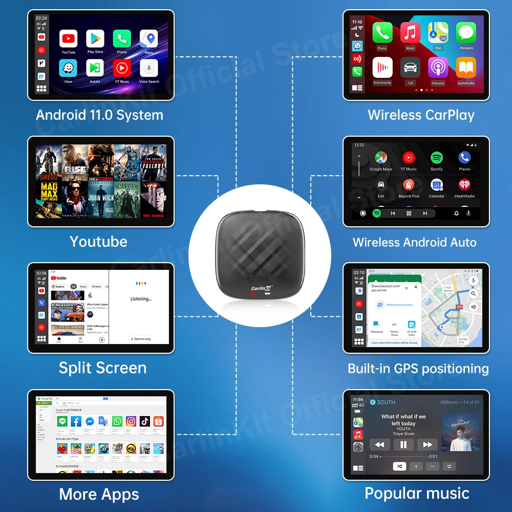 Auto Upgrade Google Play Youtube Netflix MINI AI BOX Full Android System Wireless Carplay