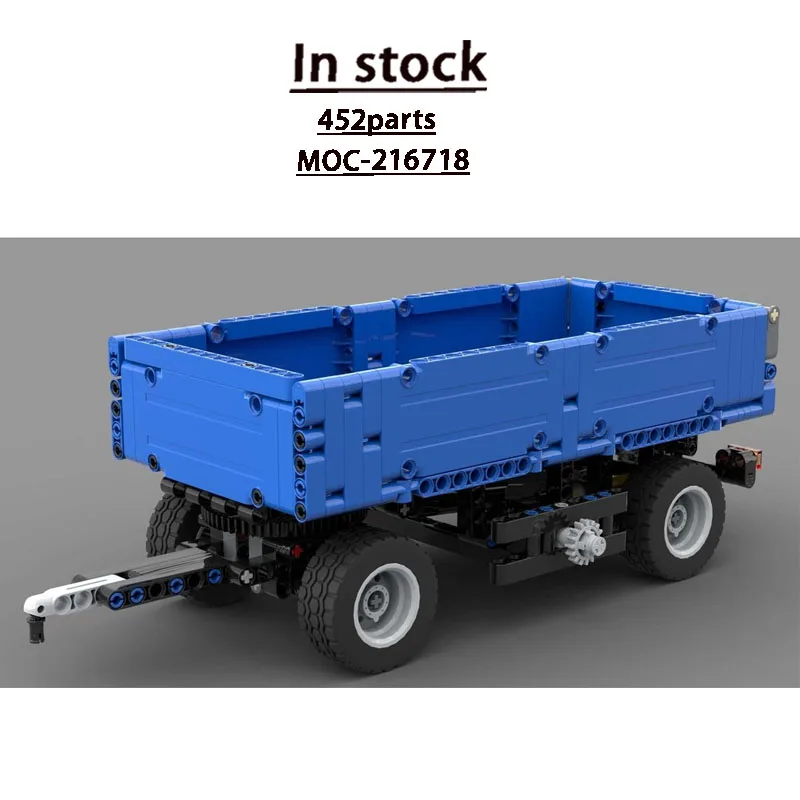 moc-216718-new-urban-small-three-axle-trailer-building-block-model-452-parts-boys-children's-birthday-christmas-toy-gift