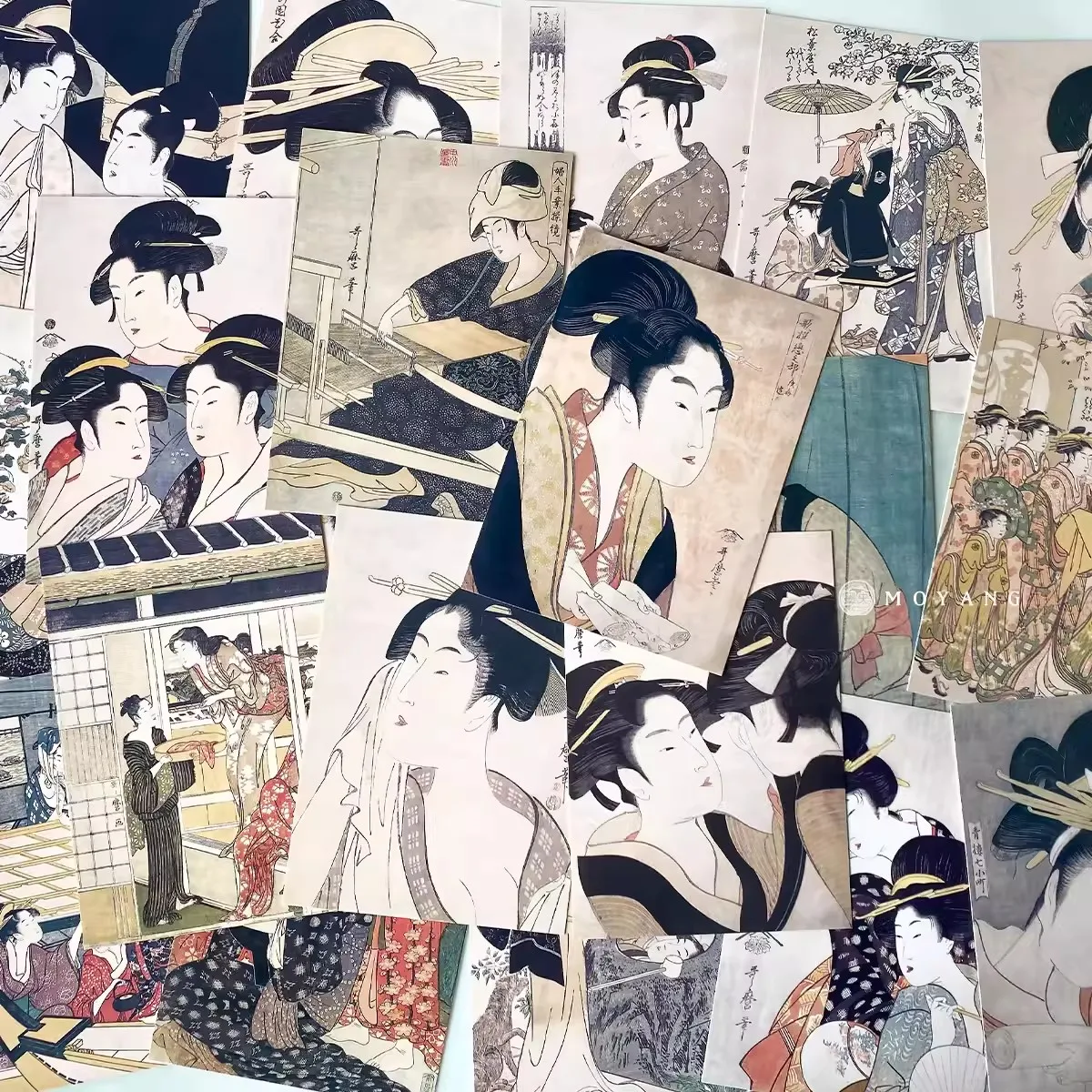 30 Pcs/Set Japanese Kitagawa Utamaro Painting Postcard INS Style Greeting Message Cards DIY Journal Decoration Student Gift