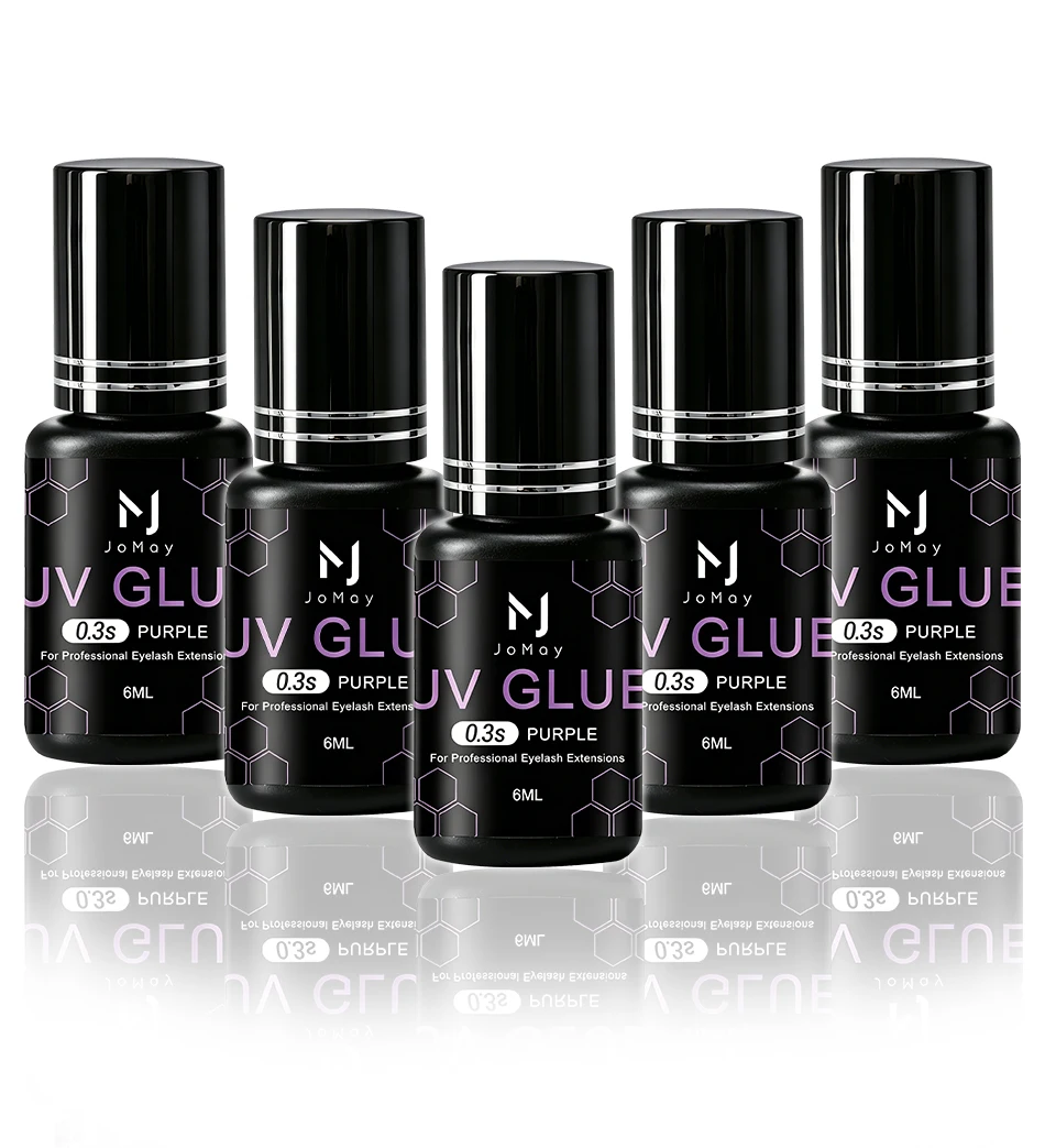 JOMAY UV-Wimpernkleber für Wimpernverlängerungen, wasserfest, langlebig, 0,3S, schnell trocknend, lila-schwarzer Kleber für Profis – Detail 6