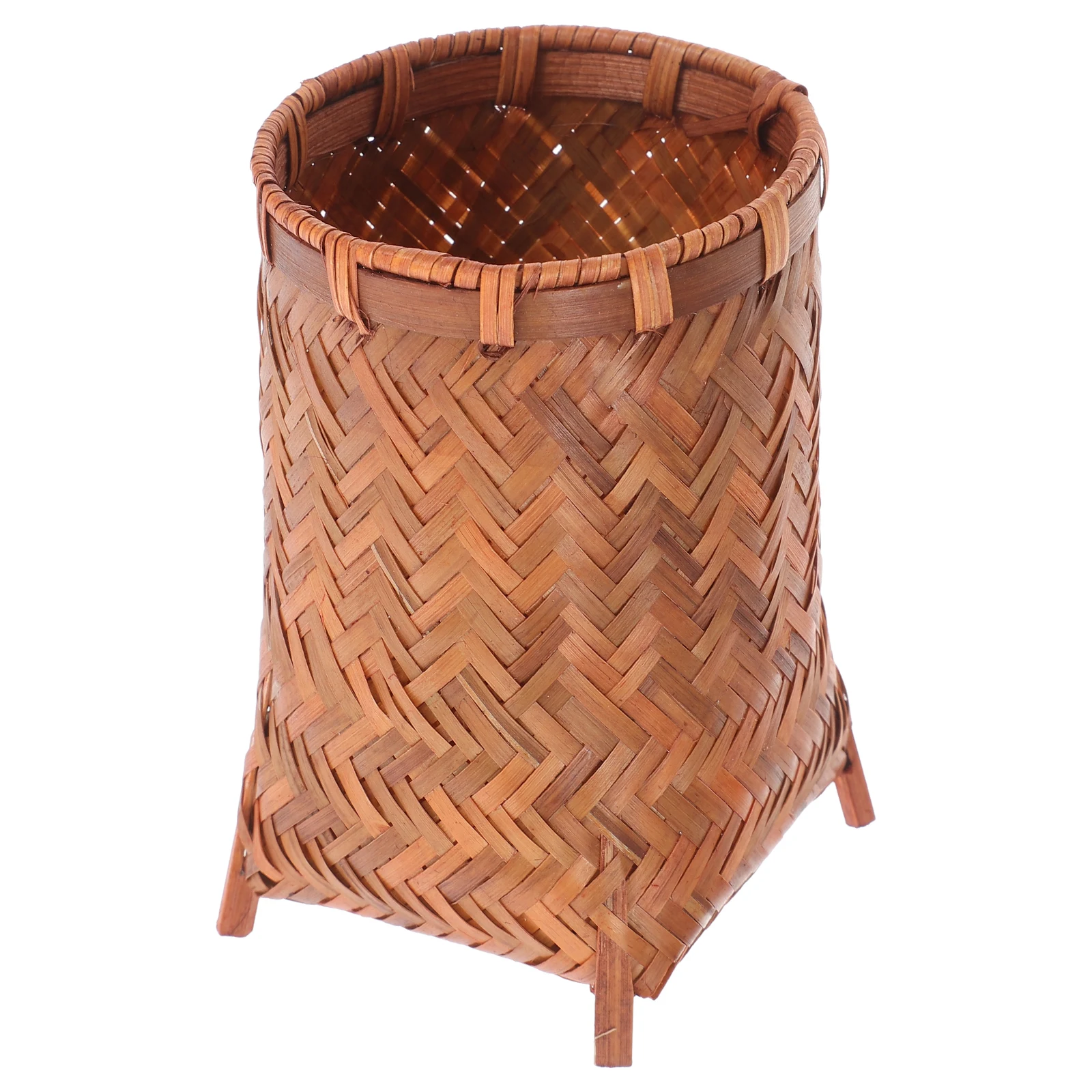 

Wooden Pen Holder Desk Accessories Marker Organizer Bamboo Weaving Brown Pencil