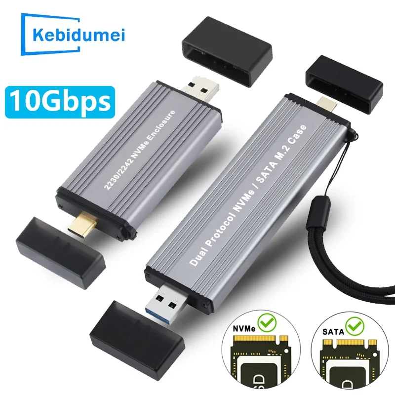

M.2 NVME NGFF SATA Dual Protocols Enclosure M2 SSD Case USB 3.2 Type C SSD Adapter 10Gbps To NVMe SATA External Hard Disk Box