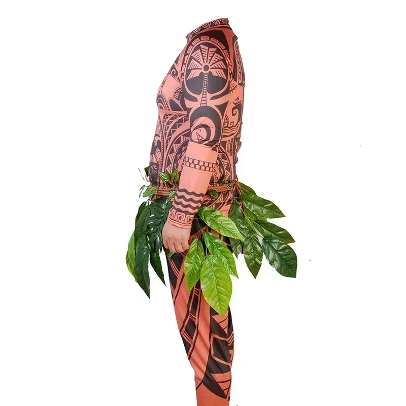❤️ COS ❤️ Disfraz de Moana Maui con Tatuajes, Conjunto de Top, Pantalones y Medias, Divertido para Adultos, Halloween ❤️