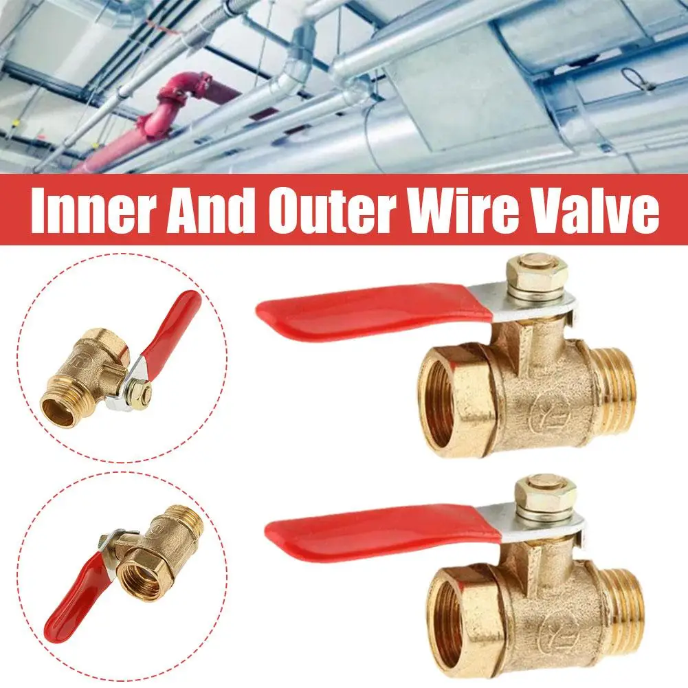 

2PCS Red Handle Brass Ball Valve Internal And External Ball Gas Valve Switch Water Tap Valve Natural Wire Z6R1