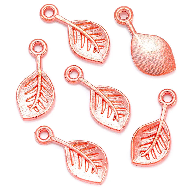 40pcs 5 colors small leaves Charms DIY Necklace Pendant Bracelet Jewelry Making Handmade Crafts 16*8mm Q386