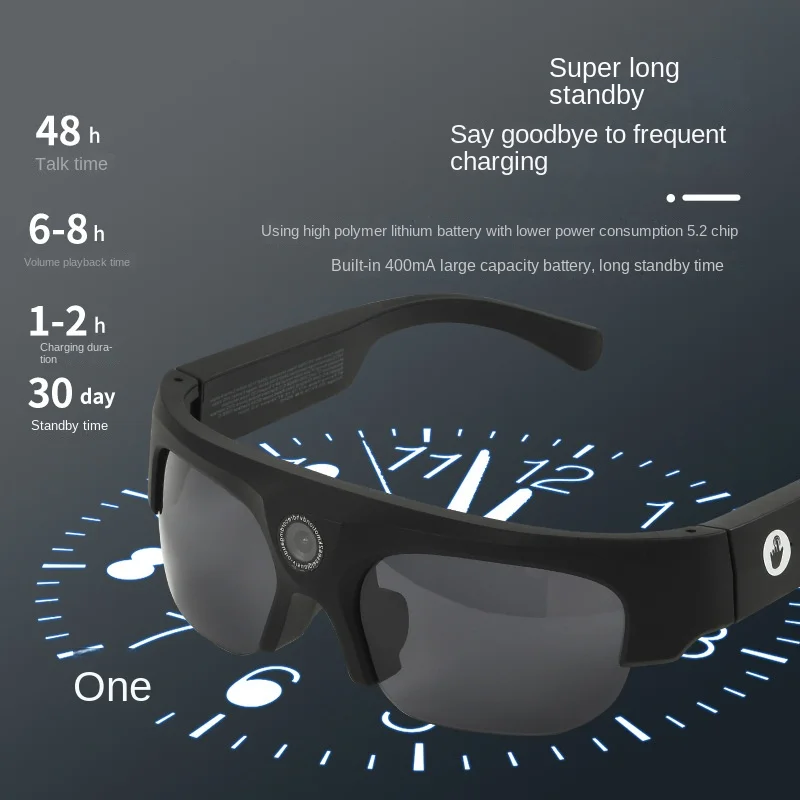 Беспроводные Bluetooth-наушные умные спортивные очки, многофункциональные солнцезащитные очки с камерой 256 ГБ для записи