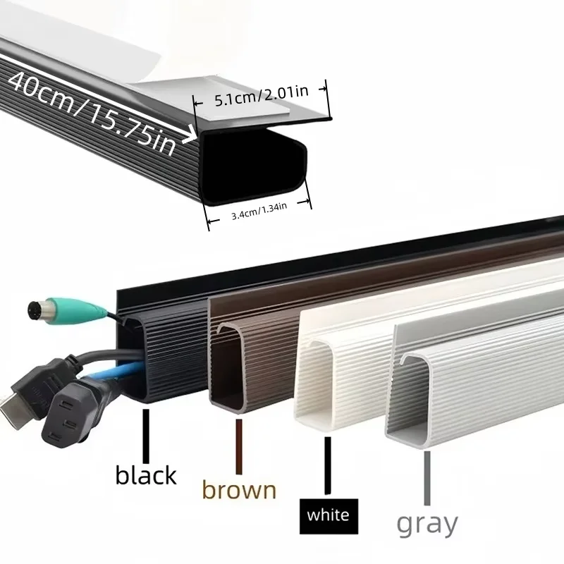 1PC PVC Channel Desk Cable Organizer Cable Management Accessories Cable Protecter No Drilling Under Desk Management Tray
