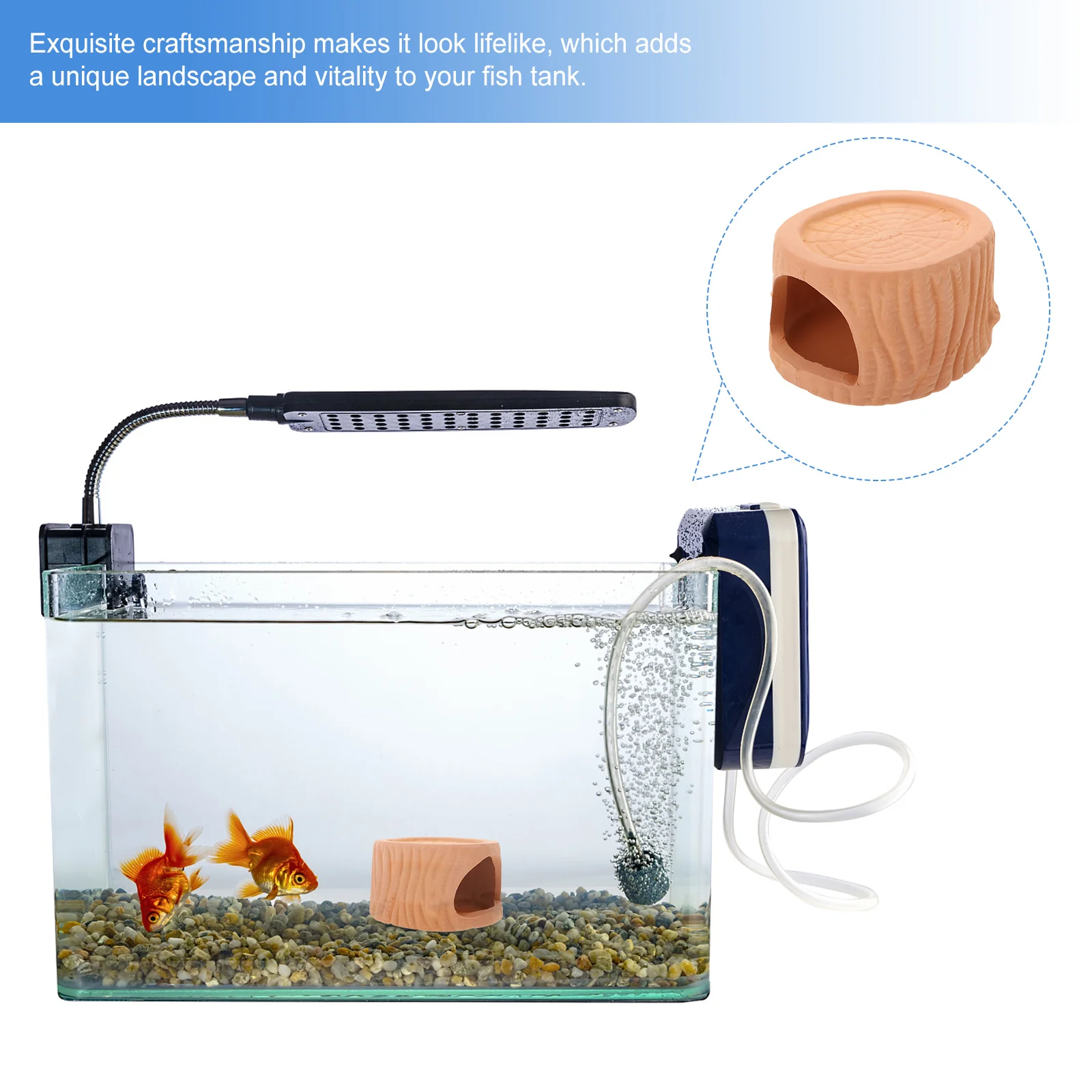 

2Pcs Aquarium Stone Cave Ceramic Hideout Fish Tank Ornament Landscape Decoration Simulation Stone Decor for Fish Shrimp