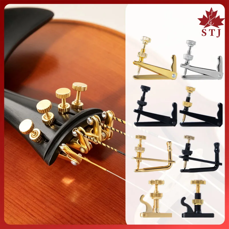 4pcs Violin Fiddler Fine Tuners Spinner Adjuster Strings Hooks 4/4 3/4 1/2 1/4 1/8 Black/ Golden/Silver/ Hill-style, Violin Part