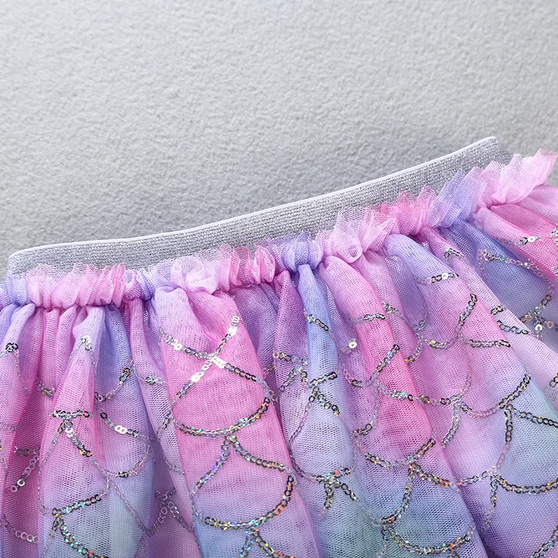 2024 Summer Lavender Mesh Baby Girl Skirt Clothing Princess 2-8 Years Kids Girls Mermaid Tutu Skirt