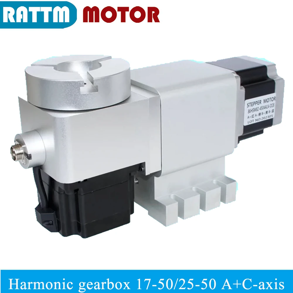 

CNC Part Rotary 4th Fourth Axis dividing Index Head A Axis C Axis Harmonic Gearbox Ratio 50:1 With 3 4 Jaws Chuck