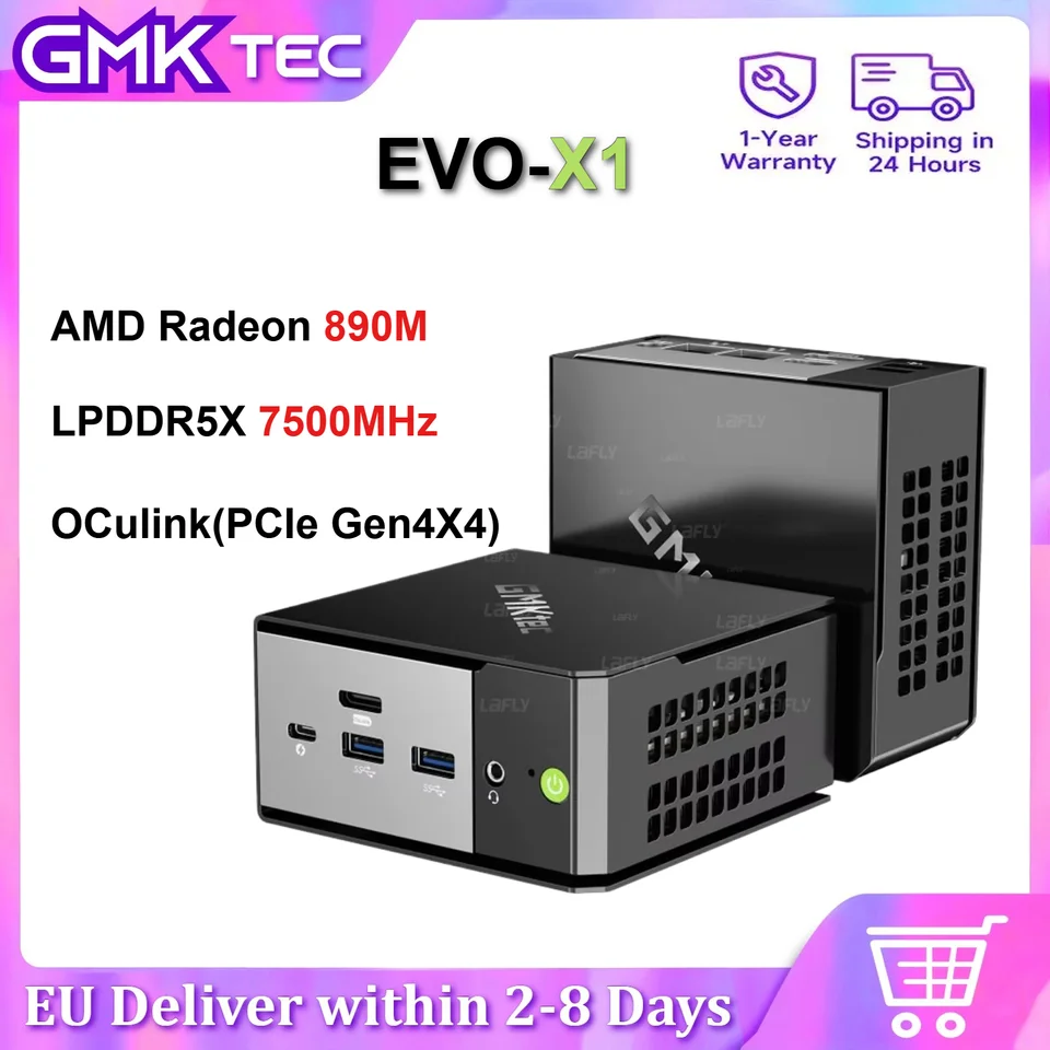 GMKtec EVO-X1 Mini PC AMD Ryzen AI 9 HX370 Windows 11 Pro M.2 SSD