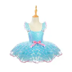 Ballet Skirt Children Girls Sequin Ballet Tutu Dress Sky Blue Princess Performance Clothes Modern Dance Costumes Party Wear Kids