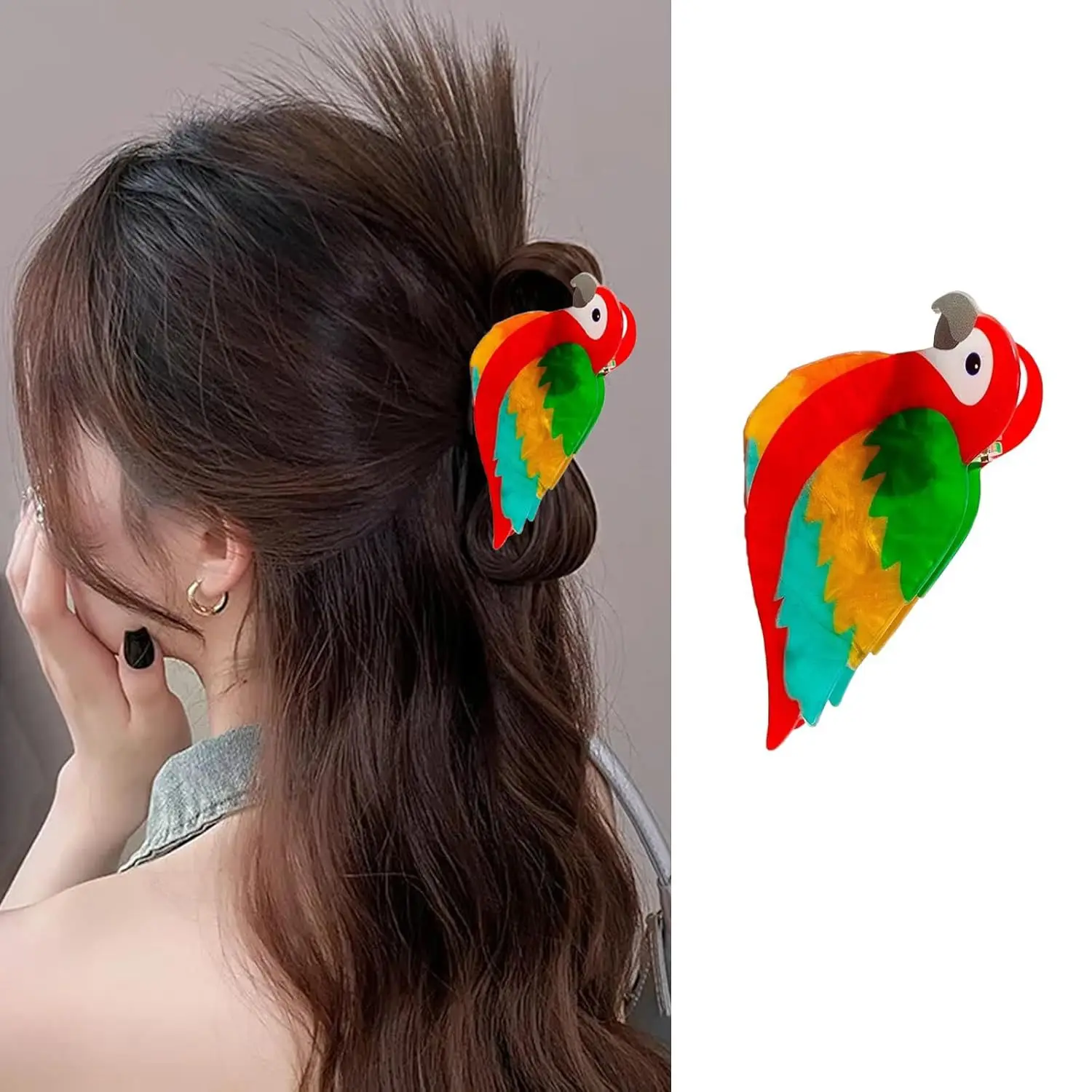 

DS Creative Colored Parrot Swallow Hair Claw Cartoon Animal Acrylic Claw Clips Crab Hair Clips Hair Accessories for Women Girls