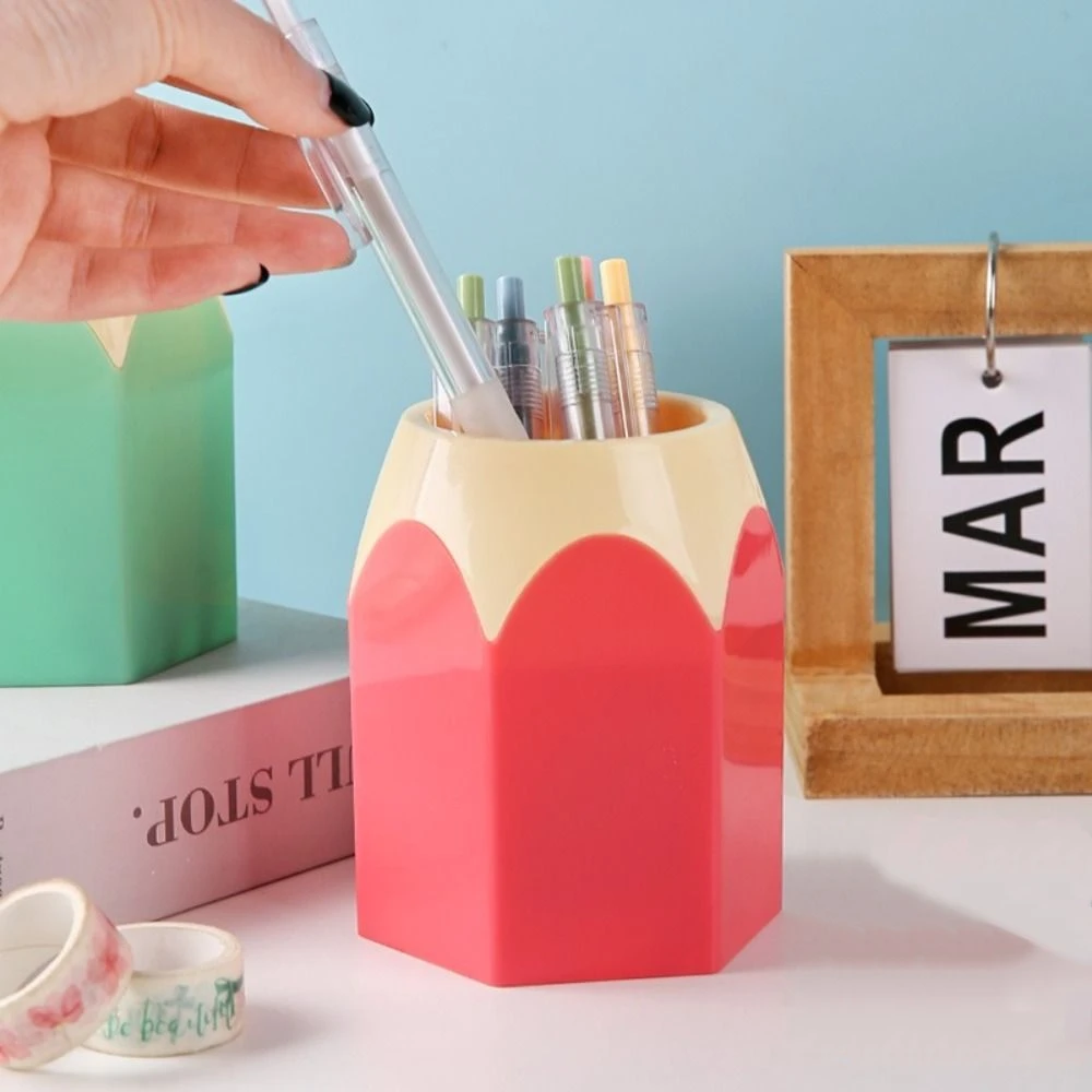 Pen Container Kawaii Cute Pen Holder Creative Aesthetic Makeup Brush Shelf Large Capacity Flower Vase Pot Student