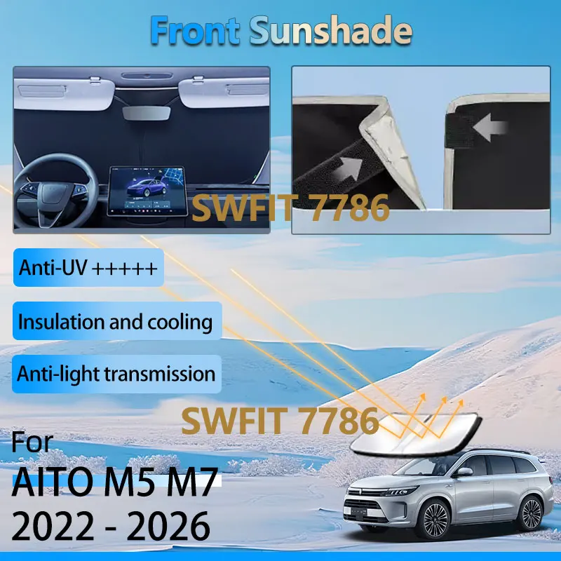 

Передний солнцезащитный козырек для AITO M5 Seres 5 AITO M7 2025 2026-2022, аксессуары, теплоизоляционная защита, детали солнцезащитного козырька
